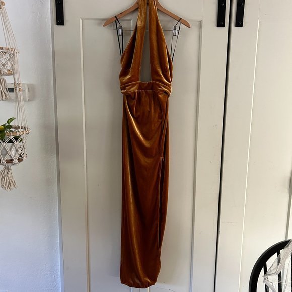 REVOLVE Golden Halter Maxi Dress - Picture 2 of 6
